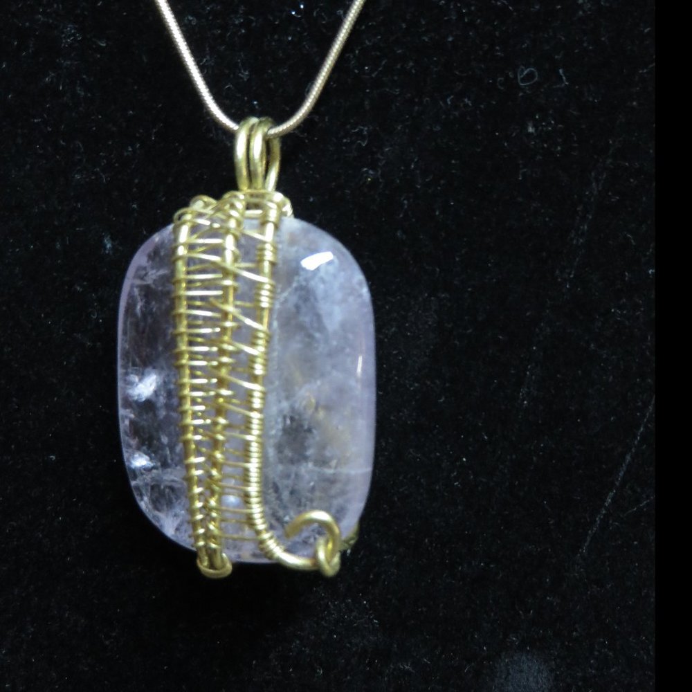 Wire Wrapped light purple stone necklace